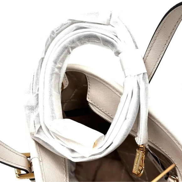Michael Kors Jet Set Travel Extra-Small Top-Zip Tote Bag White/Gold (NWT) - Picture 9 of 12